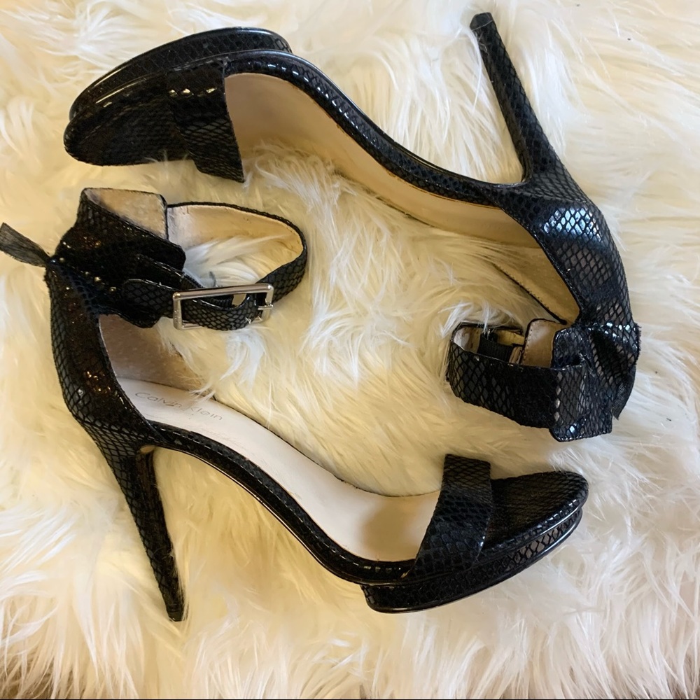 Calvin Klein black buckle heels